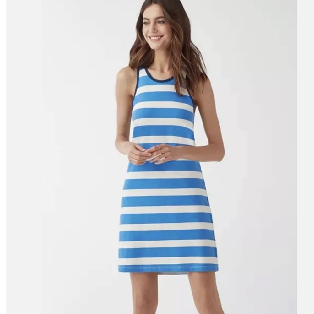 NWT Splendid Dress Blue White Stripe Racer Back Sz Large